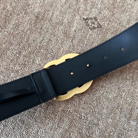 AUTH GUCCI Marmont leather belt with shiny buckle main image 6